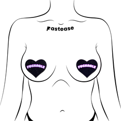 F*CKABLE' Heart Breast Pasties on Black Glitter Velvet