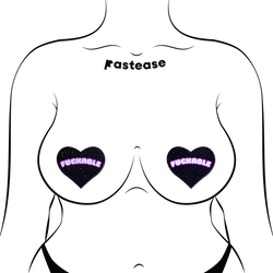 F*CKABLE' Heart Breast Pasties on Black Glitter Velvet