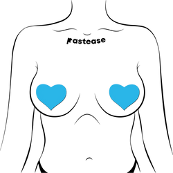 Love: Glow in the Dark Neon Turquoise Heart Pasties Nipple Covers