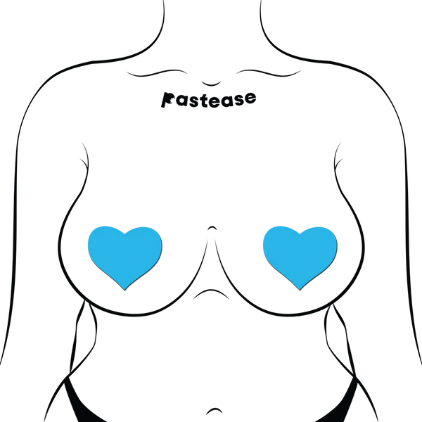 Love: Glow in the Dark Neon Turquoise Heart Pasties Nipple Covers