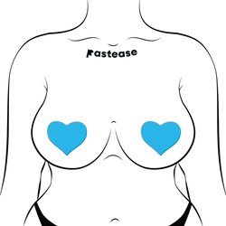 Love: Glow in the Dark Neon Turquoise Heart Pasties Nipple Covers