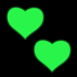Love: Glow in the Dark Neon Yellow Heart Pasties Nipple Covers