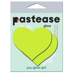 Love: Glow in the Dark Neon Yellow Heart Pasties Nipple Covers