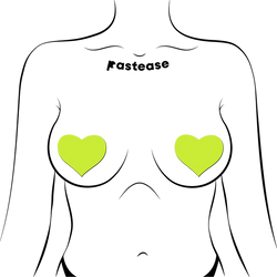 Love: Glow in the Dark Neon Yellow Heart Pasties Nipple Covers
