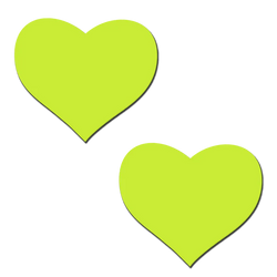 Love: Glow in the Dark Neon Yellow Heart Pasties Nipple Covers