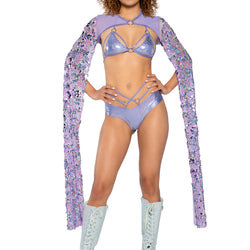 Metallic Strap Triangle Top & Short