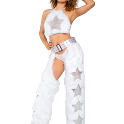 Light-Up Faux Fur/Glitter Vinyl Star Chaps
