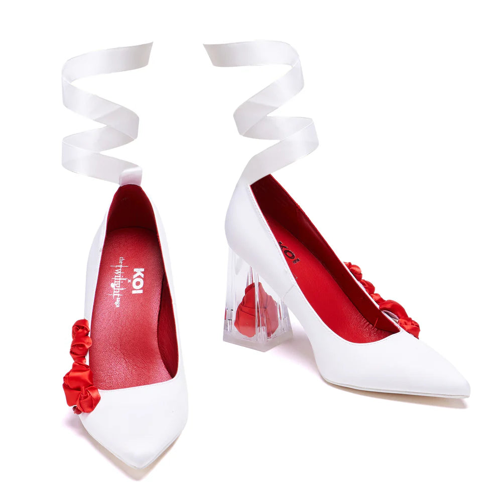 KOI Bella’s Nightmare Rose Heels - Pearl-White-Size 5-Clearance