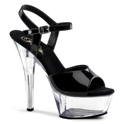 Pleaser Kiss-209-Black/Clear-Size 7-Clearance