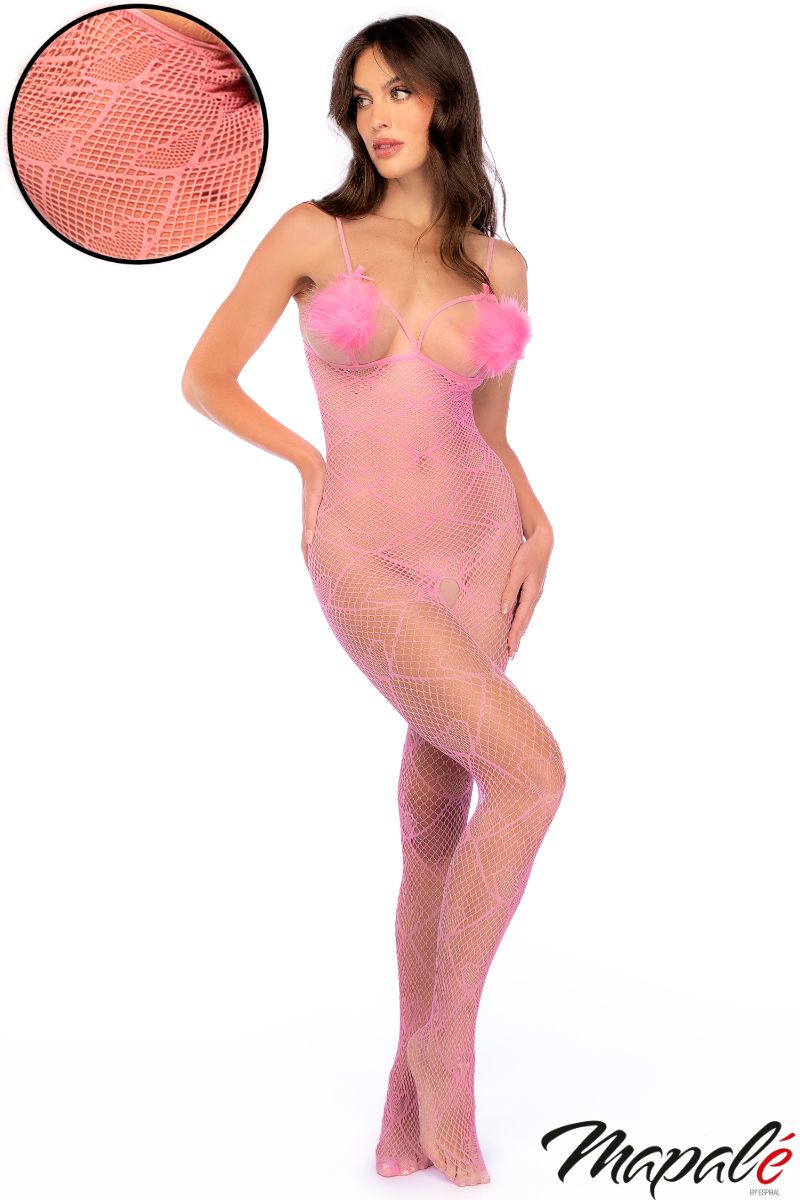Heart Pompom Bodystocking