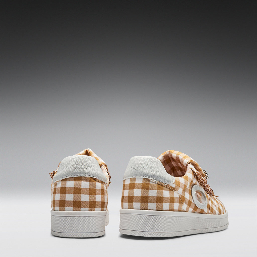 KOI Magic Teddy Bear Gingham Flat Shoes - Brown