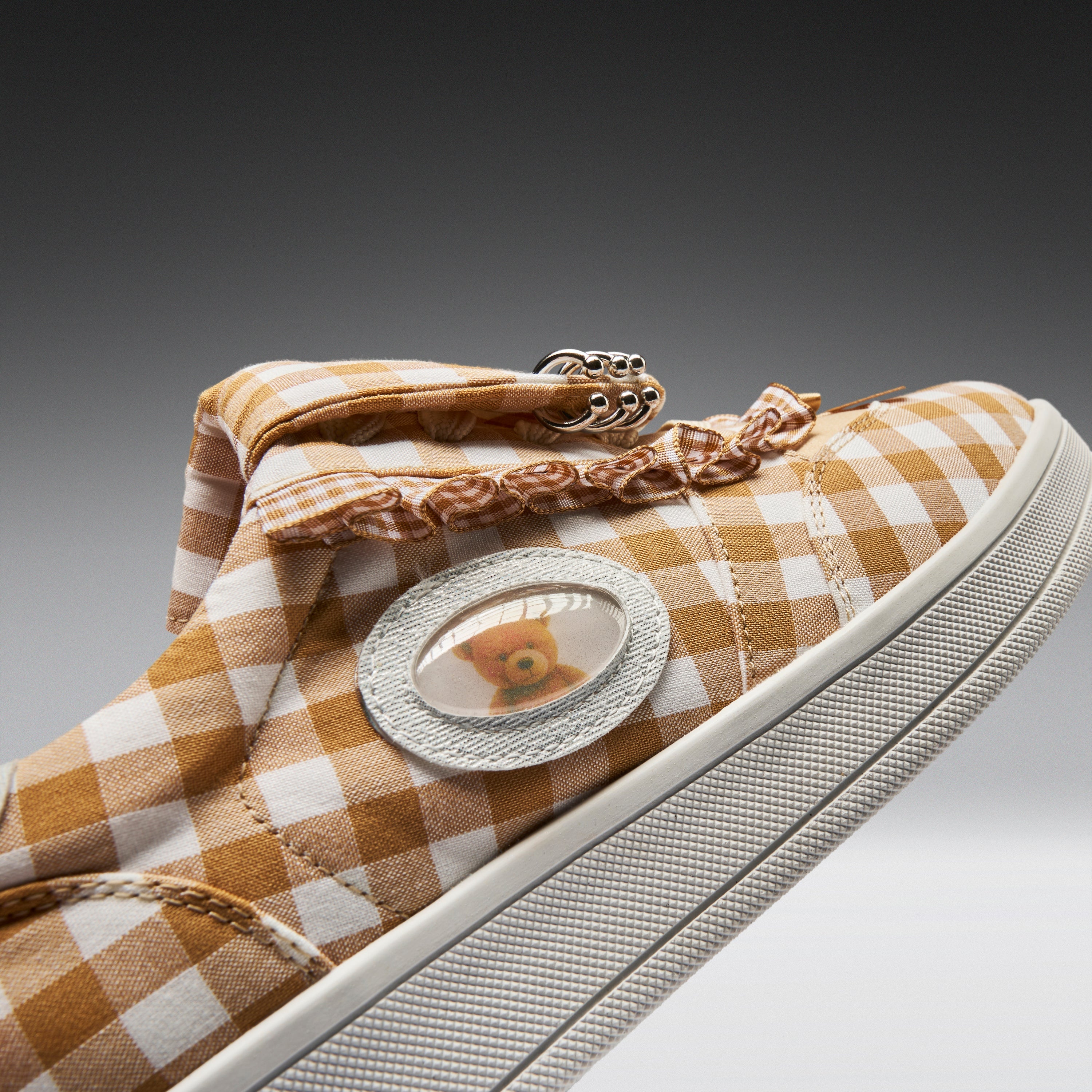KOI Magic Teddy Bear Gingham Flat Shoes - Brown