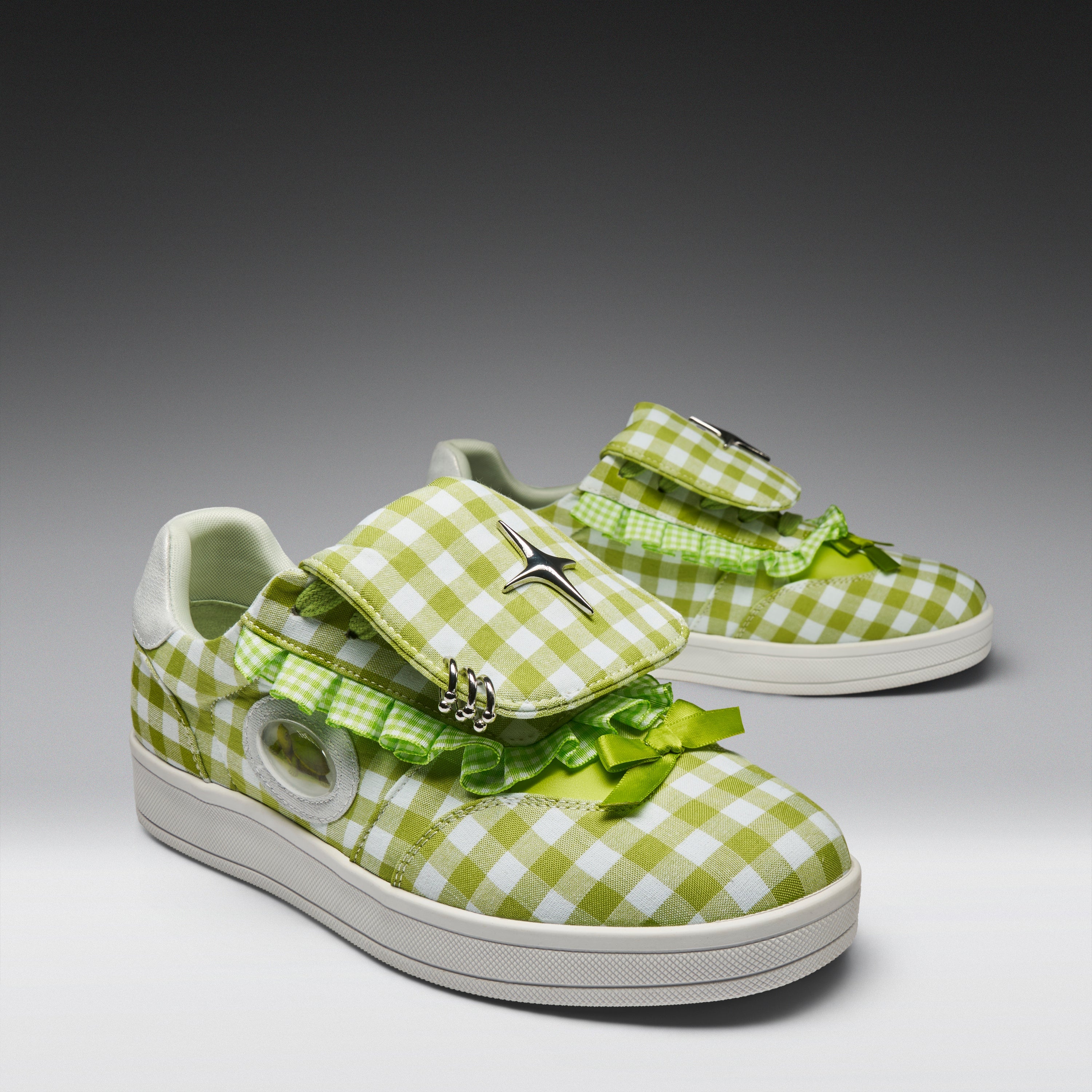 KOI Magic Turtles Gingham Flat Shoes - Green
