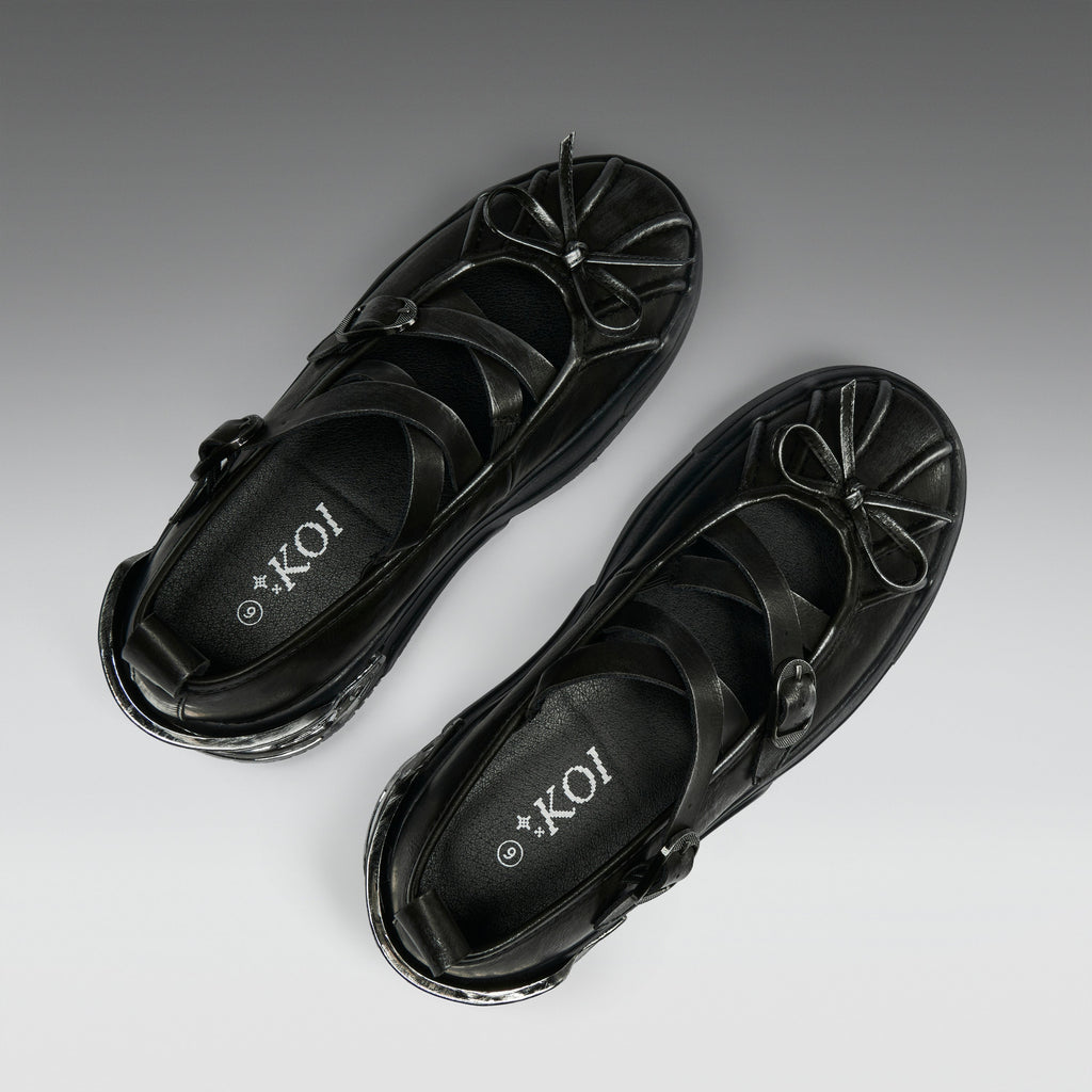 KOI Metamorphosis Distressed Mary Janes- Charcoal
