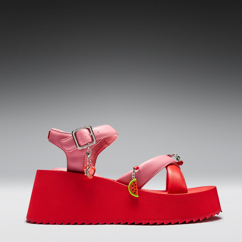 KOI Orchard Flatform Charm Sandals - Red-Clearance