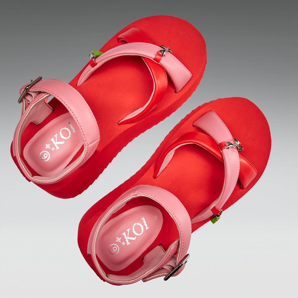 KOI Orchard Flatform Charm Sandals - Red