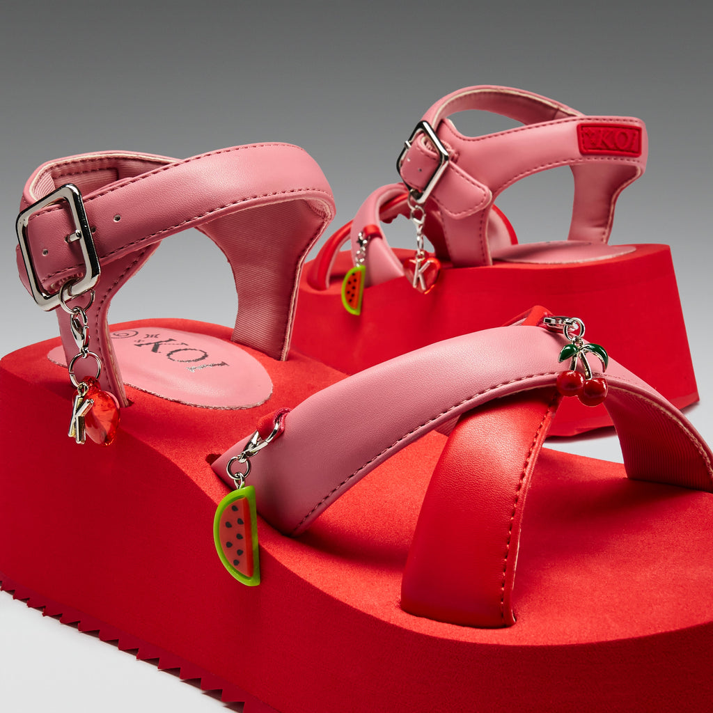 KOI Orchard Flatform Charm Sandals - Red