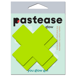 Plus X: Glow-in-the-Dark Neon Yellow Cross Pasties Nipple Covers