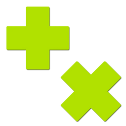 Plus X: Glow-in-the-Dark Neon Yellow Cross Pasties Nipple Covers