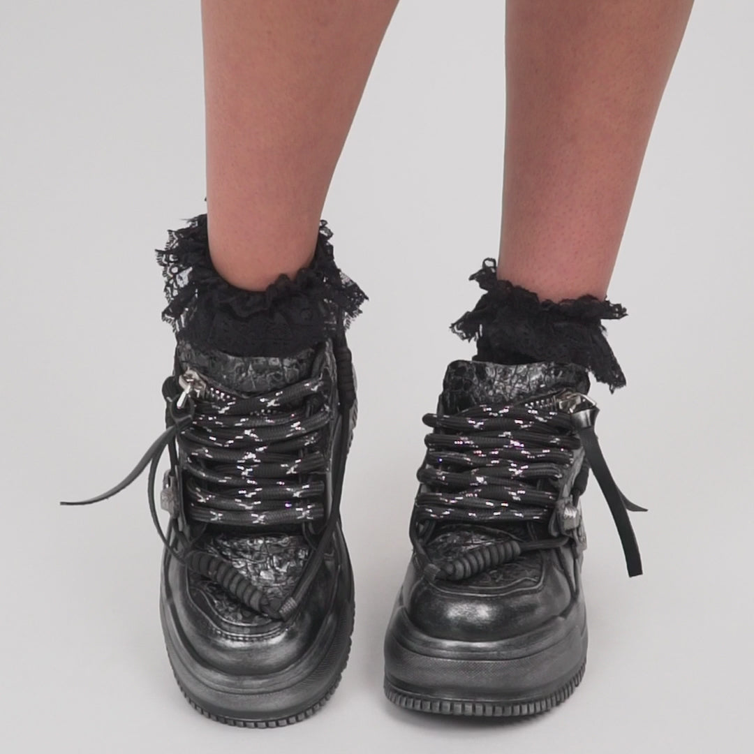 KOI Metamorphosis Distressed Platform Trainers - Charcoal