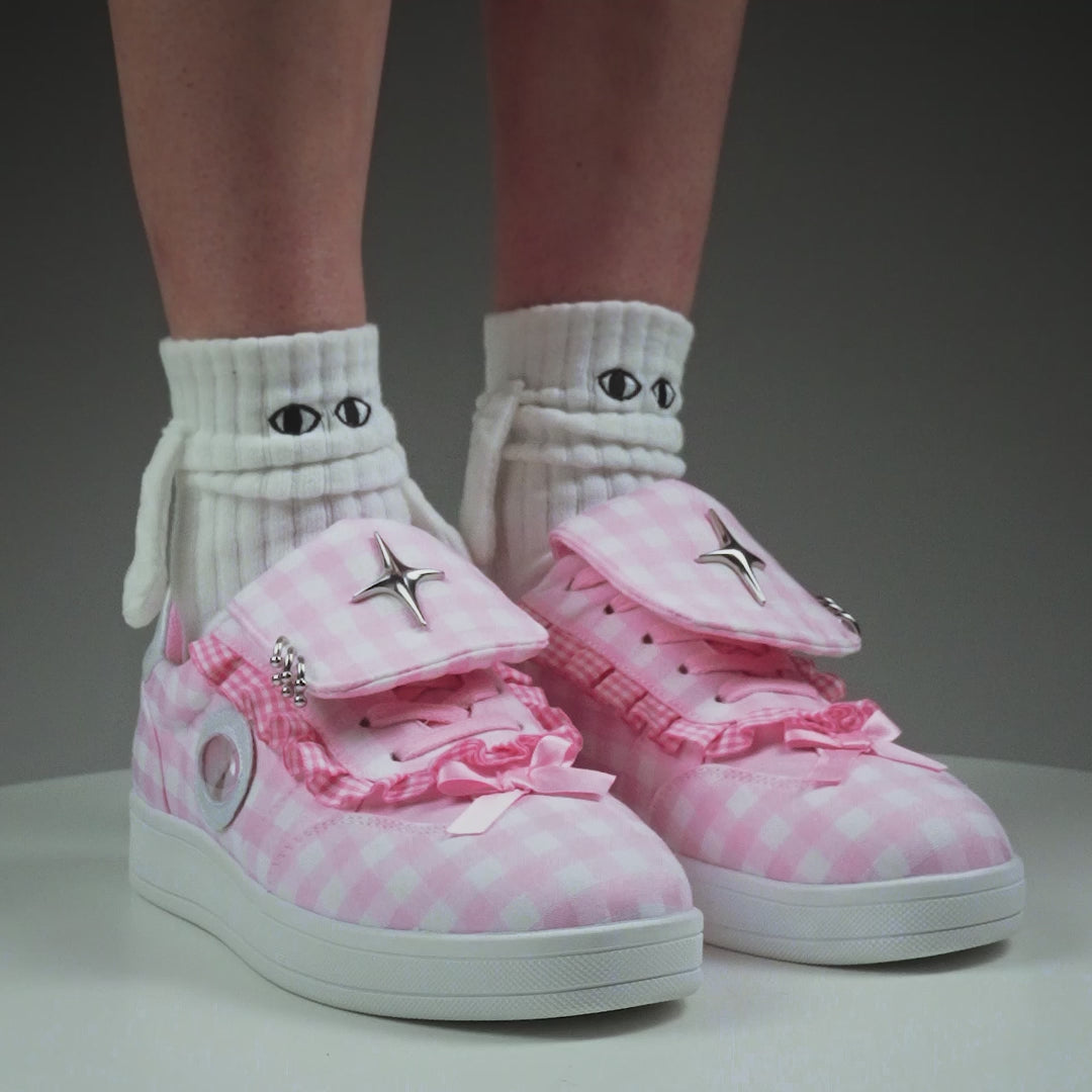 KOI Magic Rabbit Gingham Flat Shoes - Pink