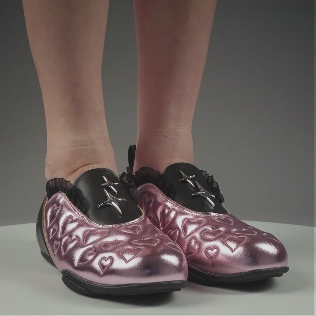 KOI Heartbreaker Sporty Slip On Shoes- Pink