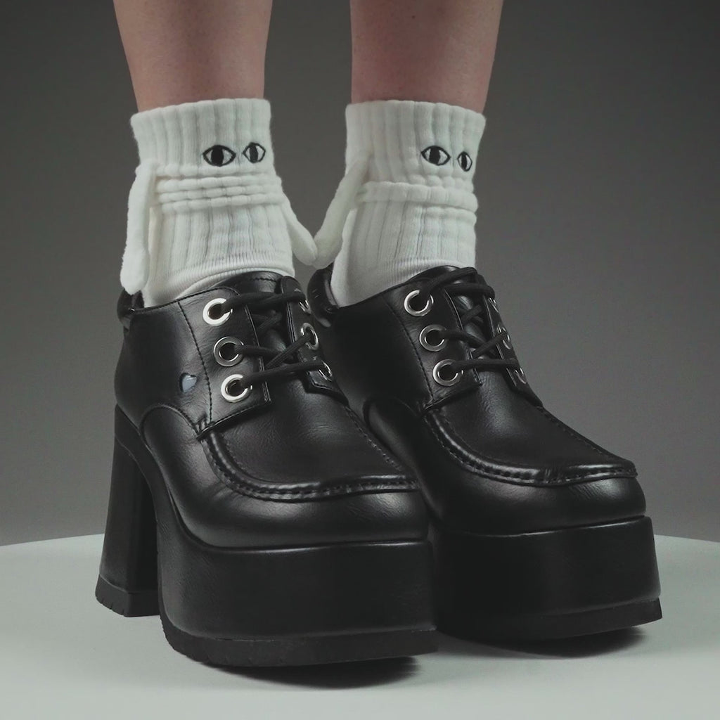 KOI Kinetic Chunky Heeled Shoes-Black-Clearance