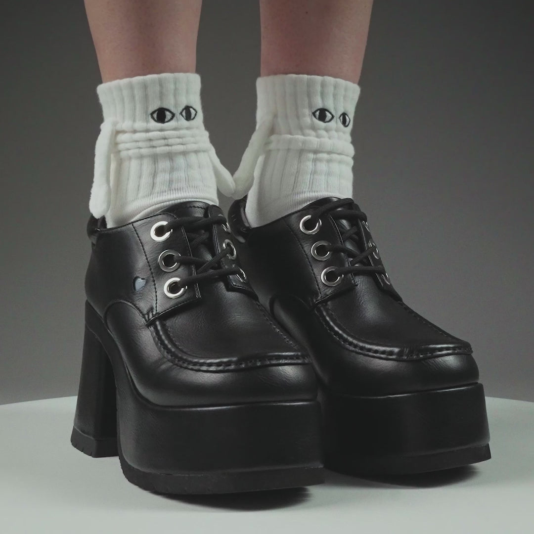 KOI Kinetic Chunky Heeled Shoes-Black-Clearance