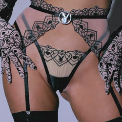 Playboy Bunny Kiss 3-Piece Garter Short Set