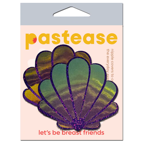 Mermaid Shells Pasties in Opalescent Purple & Gold Seashell Nipple Covers