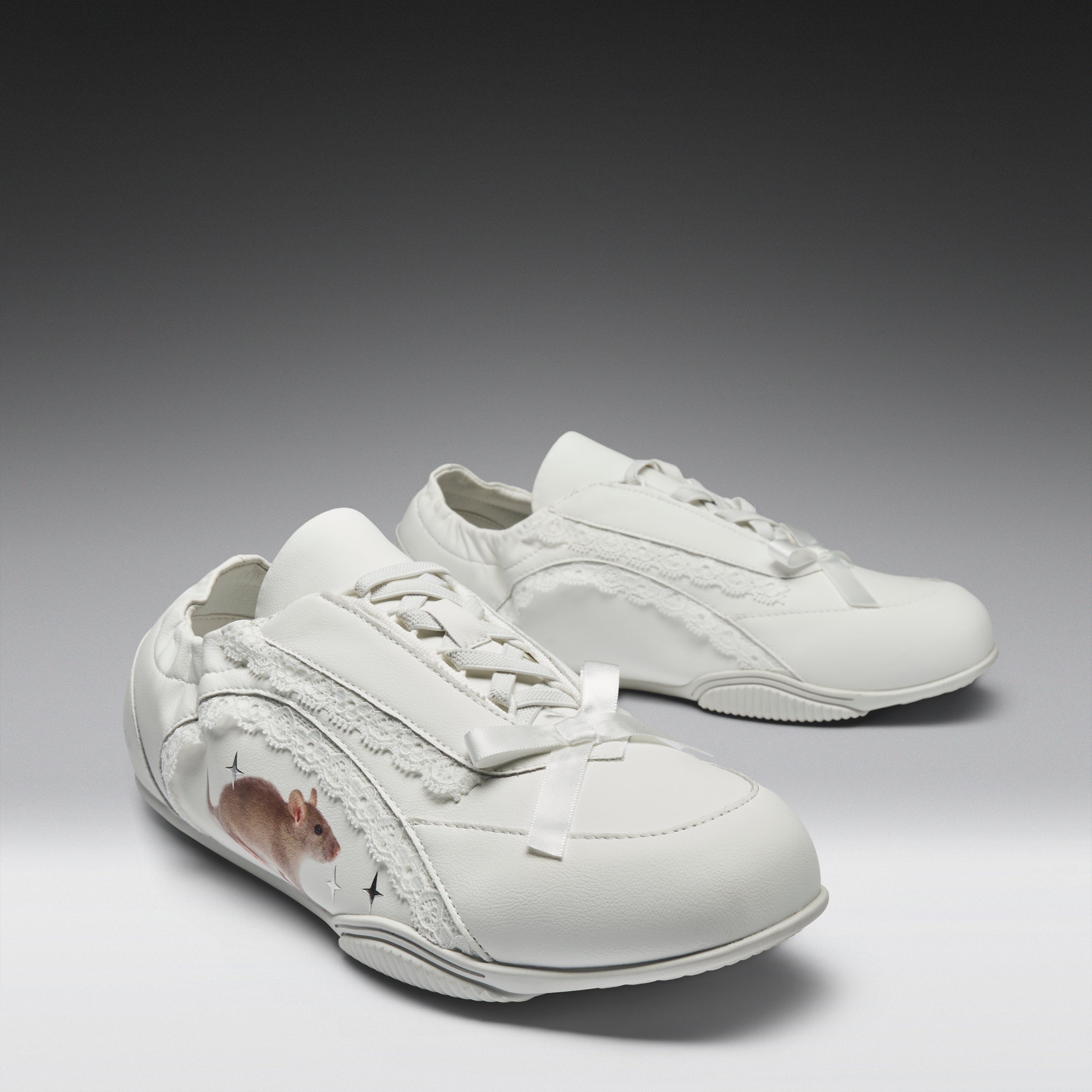 KOI Spellbound Sparkling Rat Lace Up Pumps- White