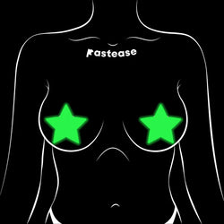 Star: Neon Yellow Pasties Glow in the Dark Star Nipple Covers