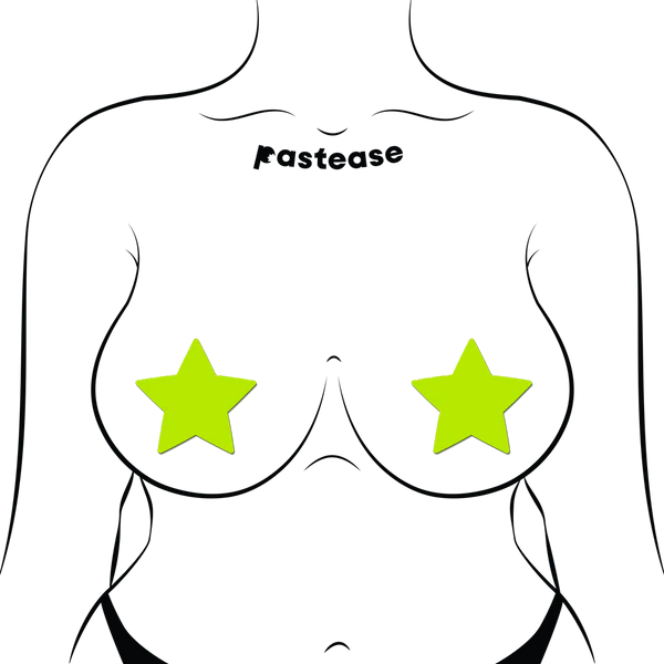 Star: Neon Yellow Pasties Glow in the Dark Star Nipple Covers