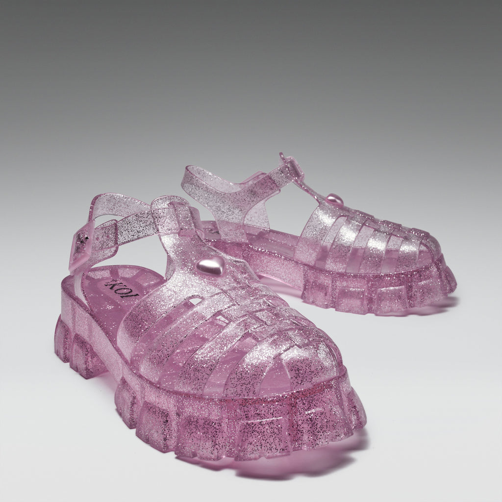 KOI Sunbeam Heart Jelly Sandals- Pink-Clearance