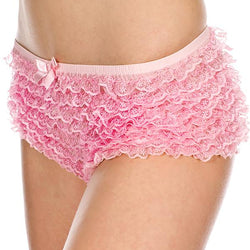Mesh Lace Ruffle Trim Tanga Short