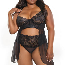 Stretch Lace Babydoll & Thong Set