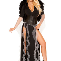 4867 - Roma Costume 3pc Midnight Angel Black Fallen Evil Angel Feather Wings