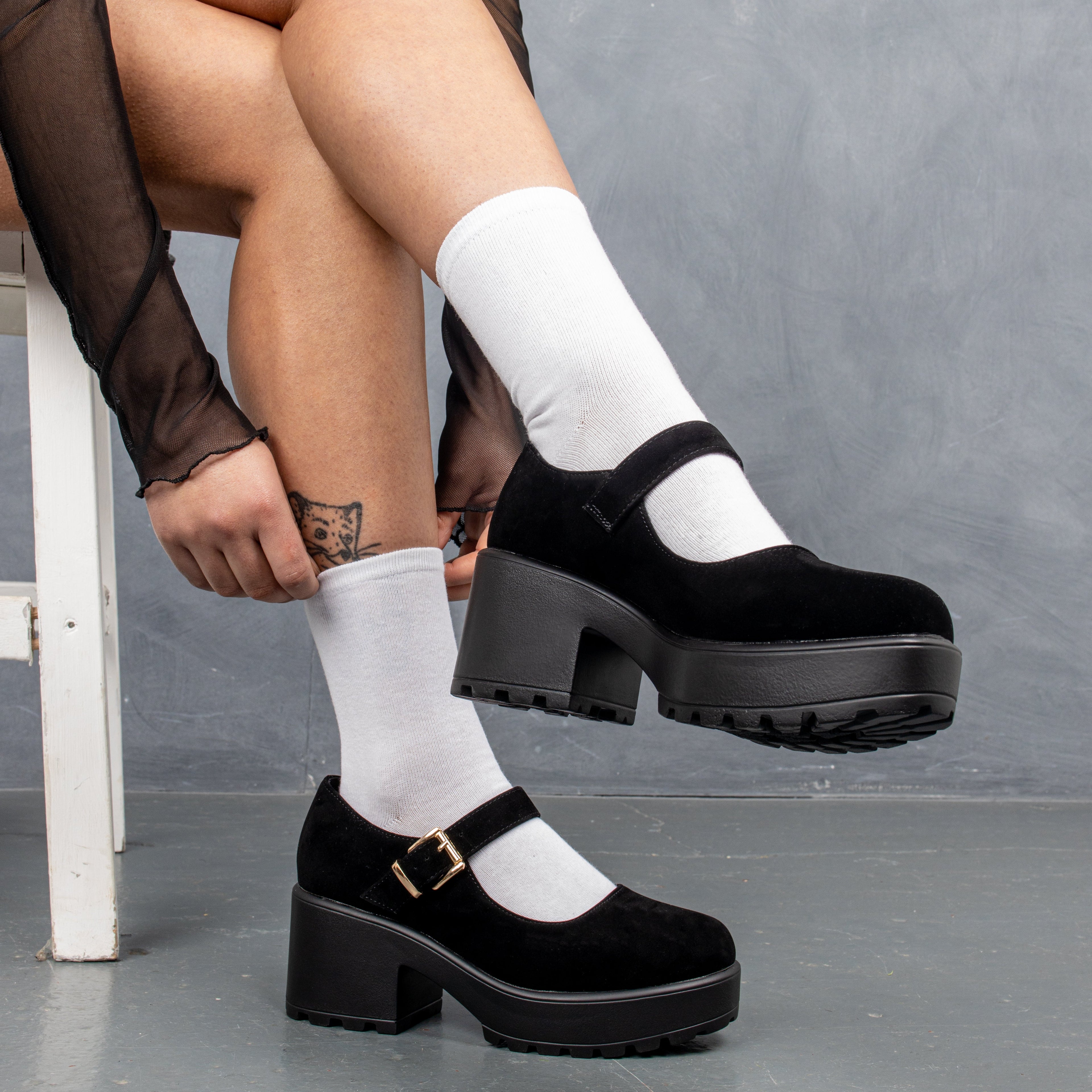 KOI TIRA Black Mary Jane Shoes 'Suede Edition'