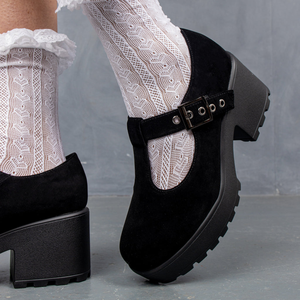KOI Sai Black Mary Jane Shoes 'Suede Edition'