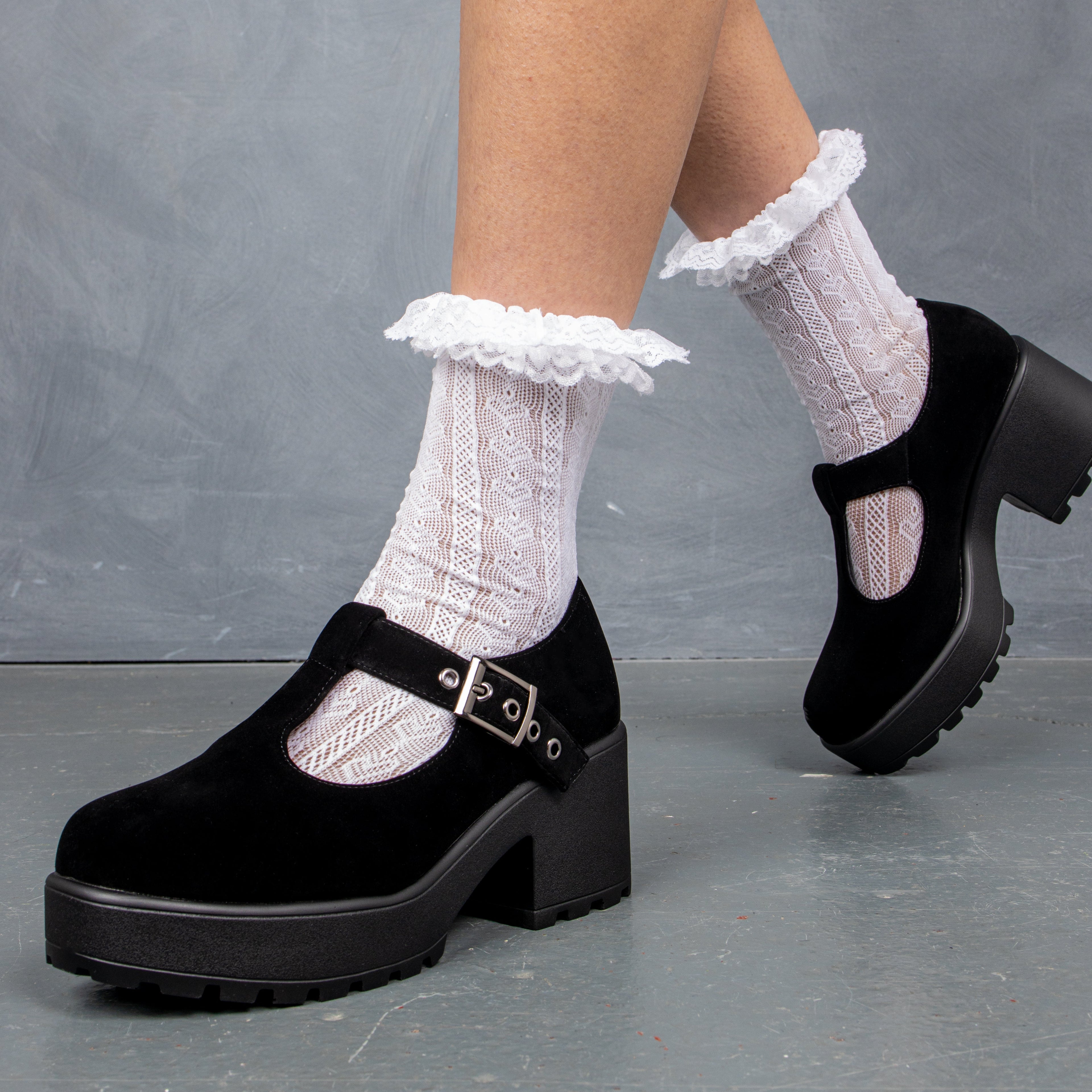 KOI Sai Black Mary Jane Shoes 'Suede Edition'