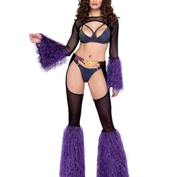 Sheer Chaps with Faux Fur Bell & Belt