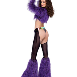 Sheer Chaps with Faux Fur Bell & Belt