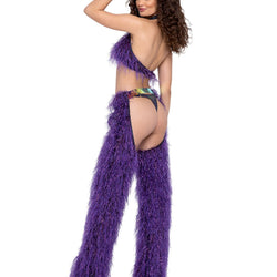 Faux-Fur Cropped Halter Neck Top