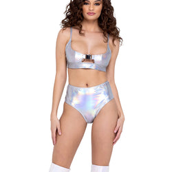 Hologram High-Waisted Shorts