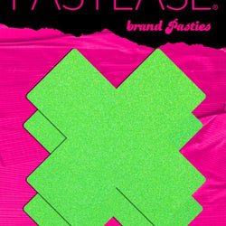 Plus X: Neon Green (Blacklight Reactive) Cross Nipple Pasties