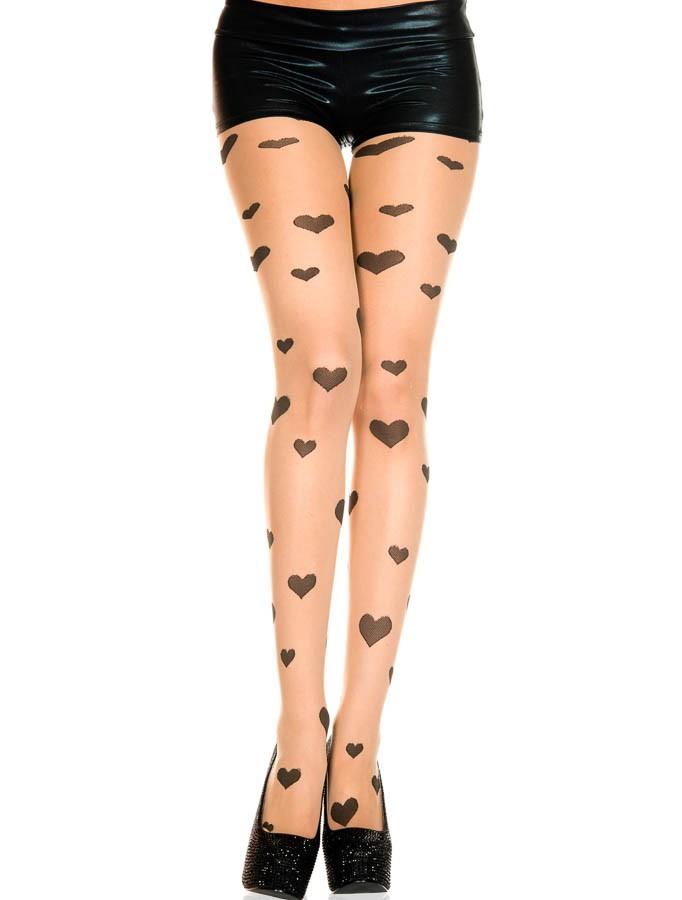 Heart Print Pantyhose